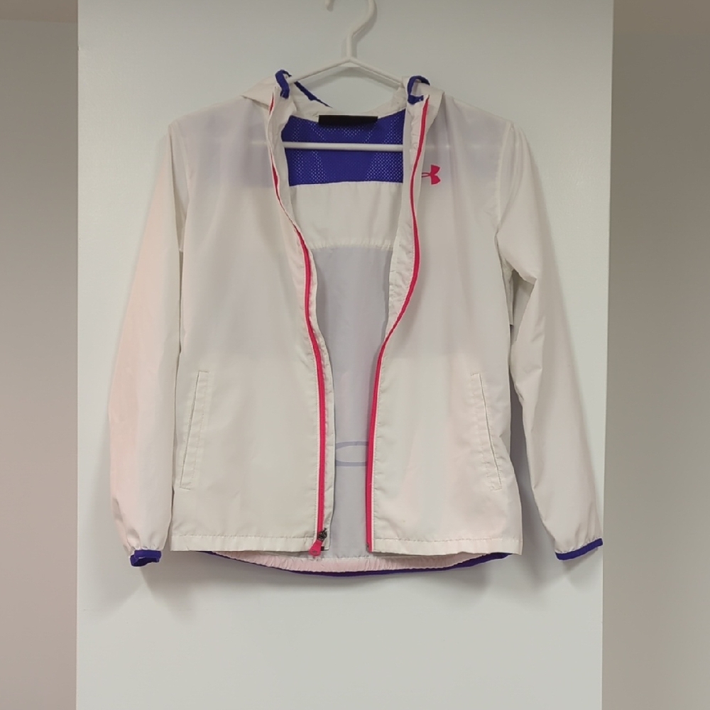 Under Armour Kids' White Jacket with Pink Trim